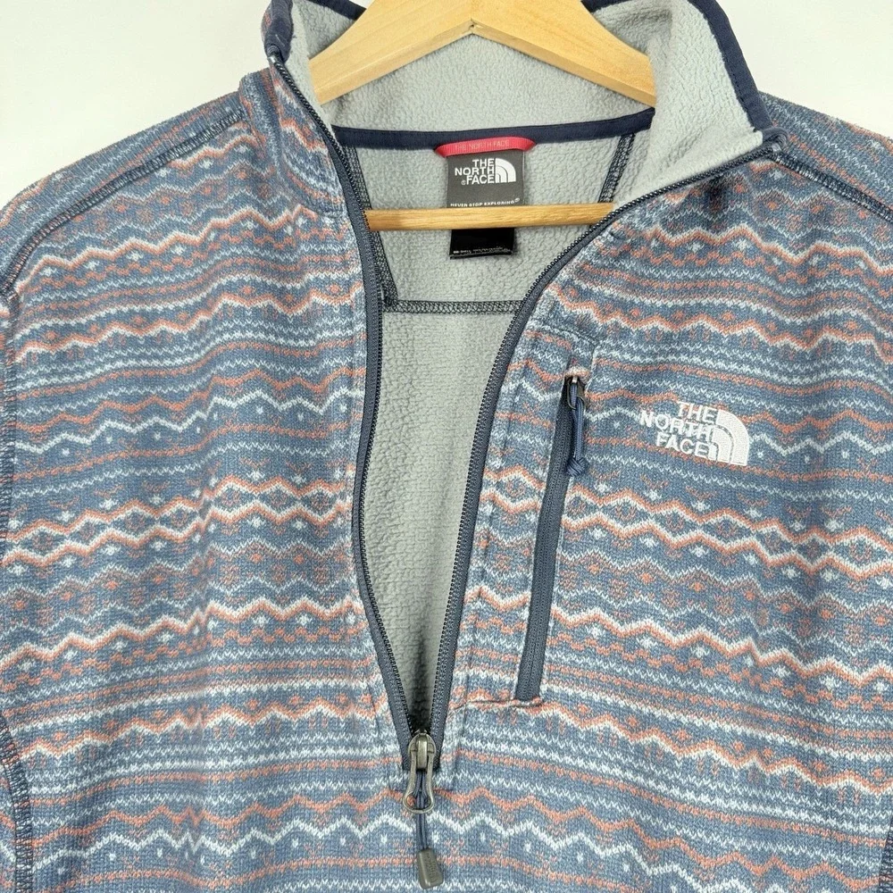 The North Face Men's Gordon Lyons 1/4 Zip Fleece SZ-M Blue & Multicolor Aztec‎